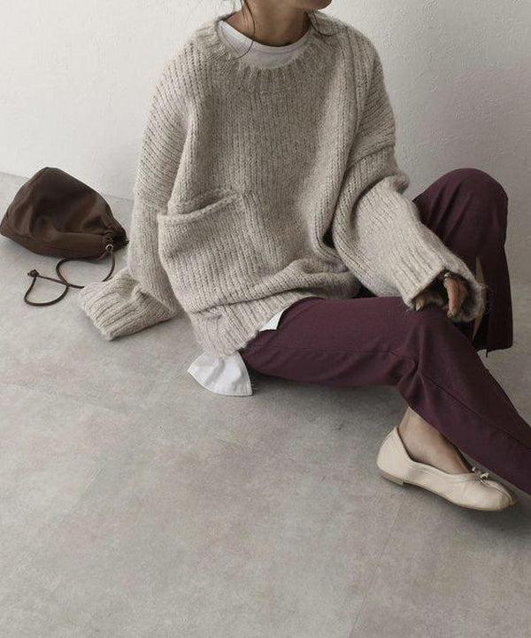 Sophie™ - Oversized Ivory Pocket Front Jumper
