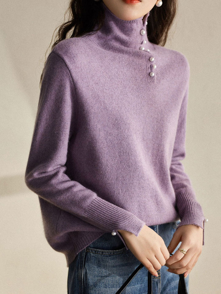 Janet™ - Vintage Buttoned Turtleneck Knitted Jumper