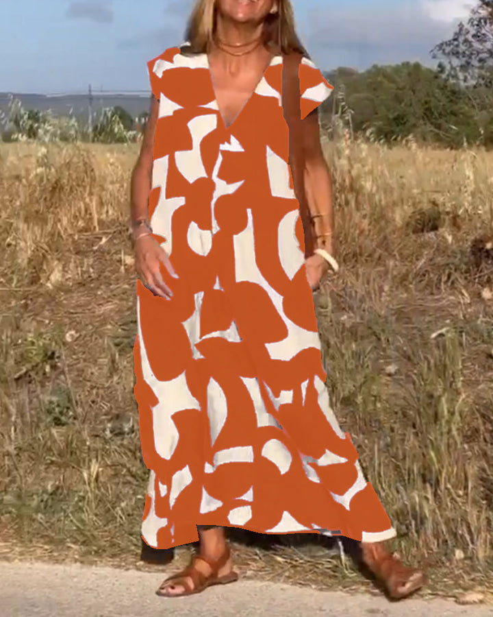Miranda™ - Printed V-neck Maxi Dress
