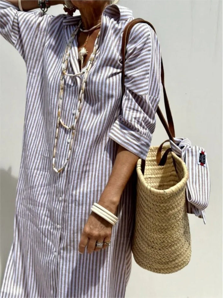 Jessica™ - Striped Dress with Collar