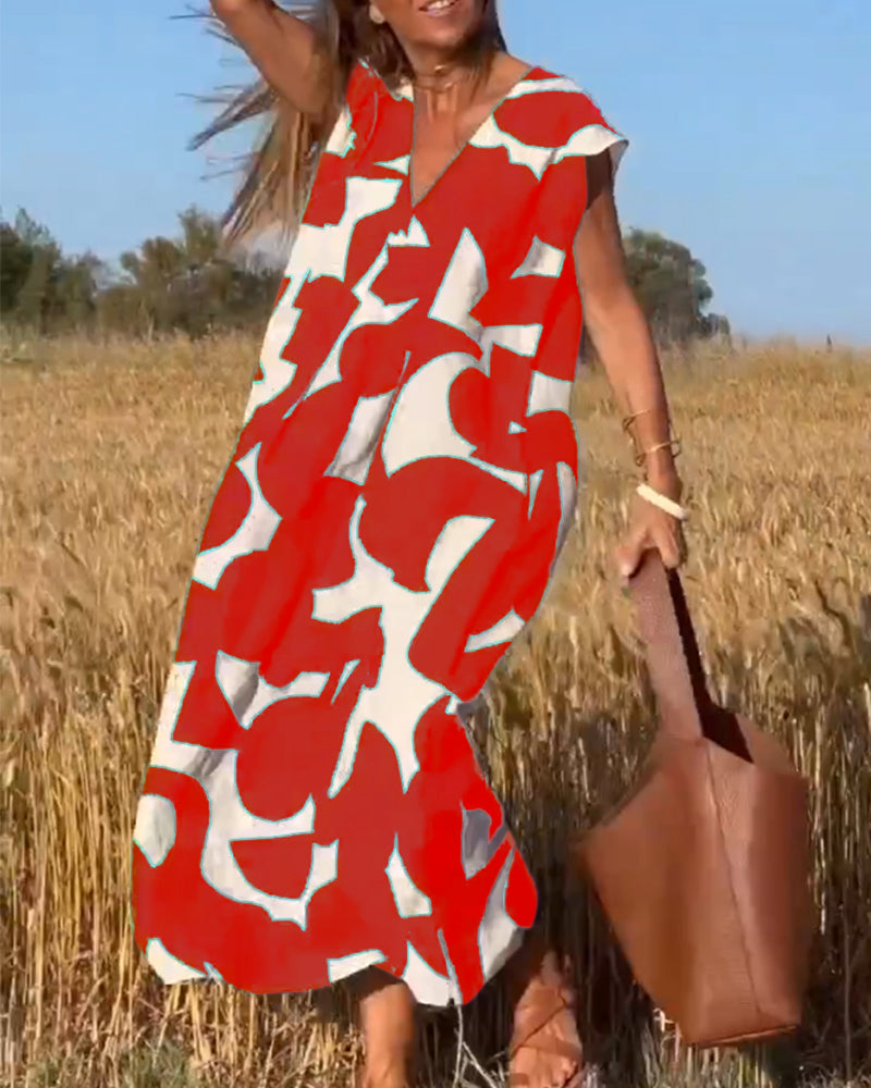 Miranda™ - Printed V-neck Maxi Dress