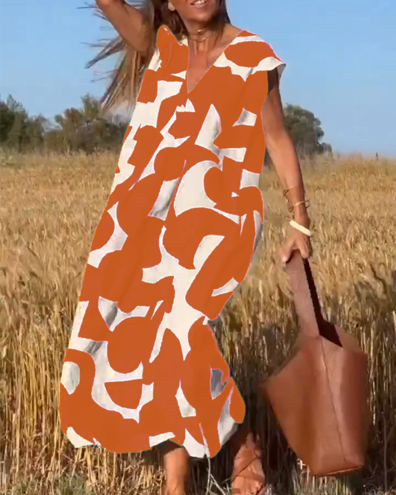 Miranda™ - Printed V-neck Maxi Dress