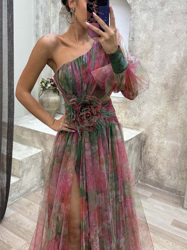 Maria™ - Floral Asymmetrical Maxi Dress