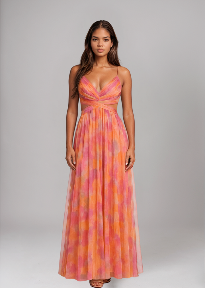 Leah™ - Stylish Maxi Dress Featuring a Watercolor Design
