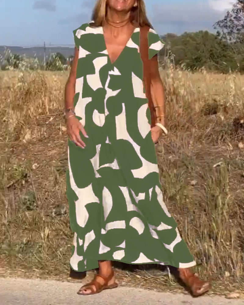 Miranda™ - Printed V-neck Maxi Dress