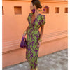 Lucinda - Boho V-Neck Floral Pleated Dress