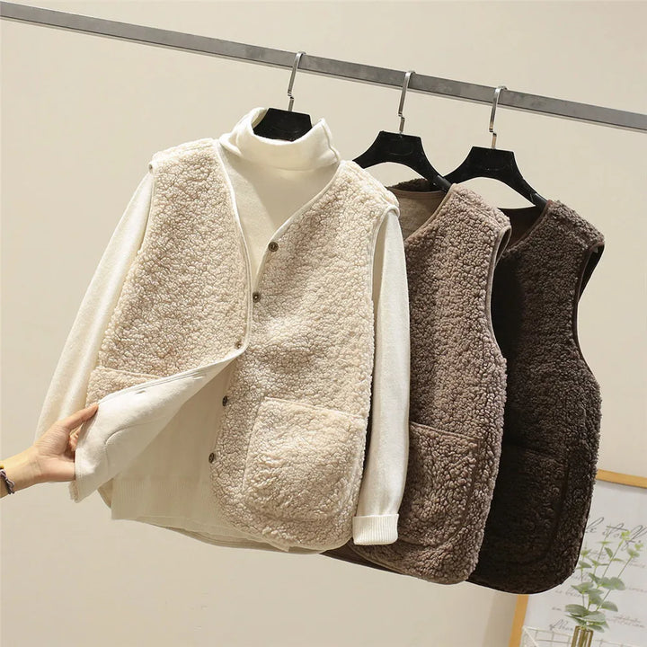 Faye™ - Classy Fleece Button Vest
