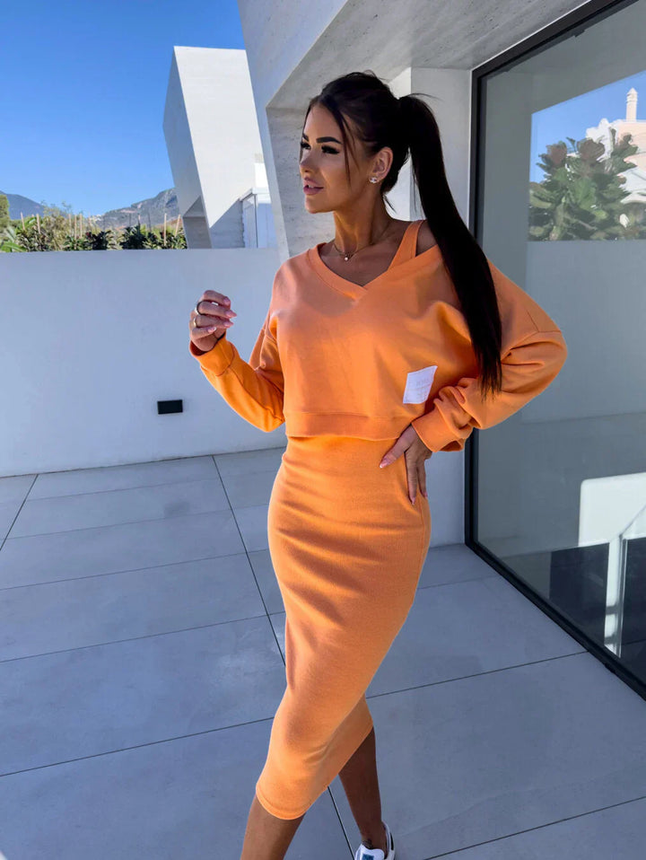 Katharina™ - Casual Ensemble Dress & Sweatshirt