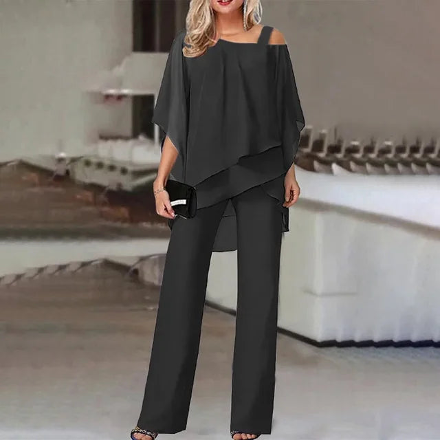 Beatrice™ - Elegant Chiffon Wide-Leg Pants Two-piece Set