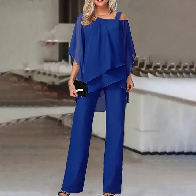 Beatrice™ - Elegant Chiffon Wide-Leg Pants Two-piece Set