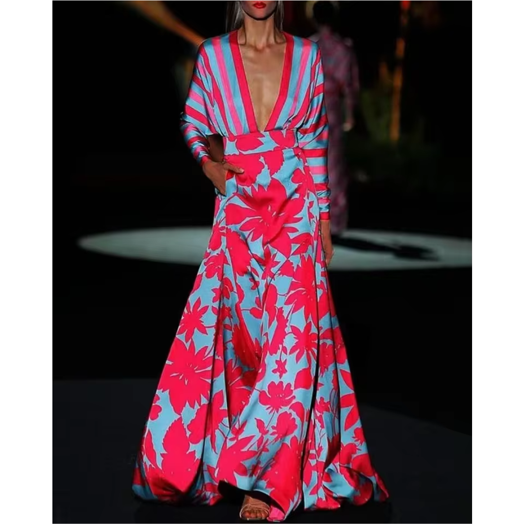 Cassidy™ - V-neck Long Sleeve Maxi Dress