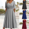 Bethany™ - V-Neck Short Sleeve Cross Pleated Dress