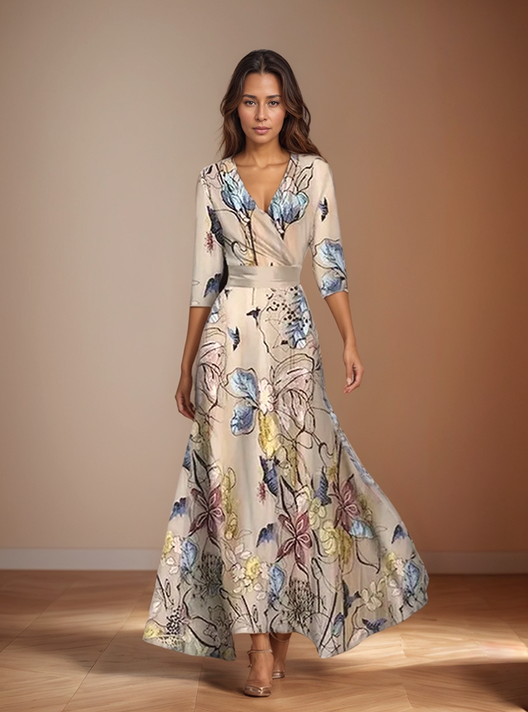 Margaret™ - Elegant Floral Wrap Dress