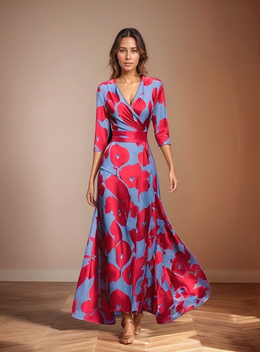 Margaret™ - Elegant Floral Wrap Dress