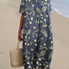 Women's Vintage Floral Art Print Flowy Casual Dress