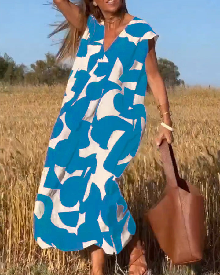 Miranda™ - Printed V-neck Maxi Dress