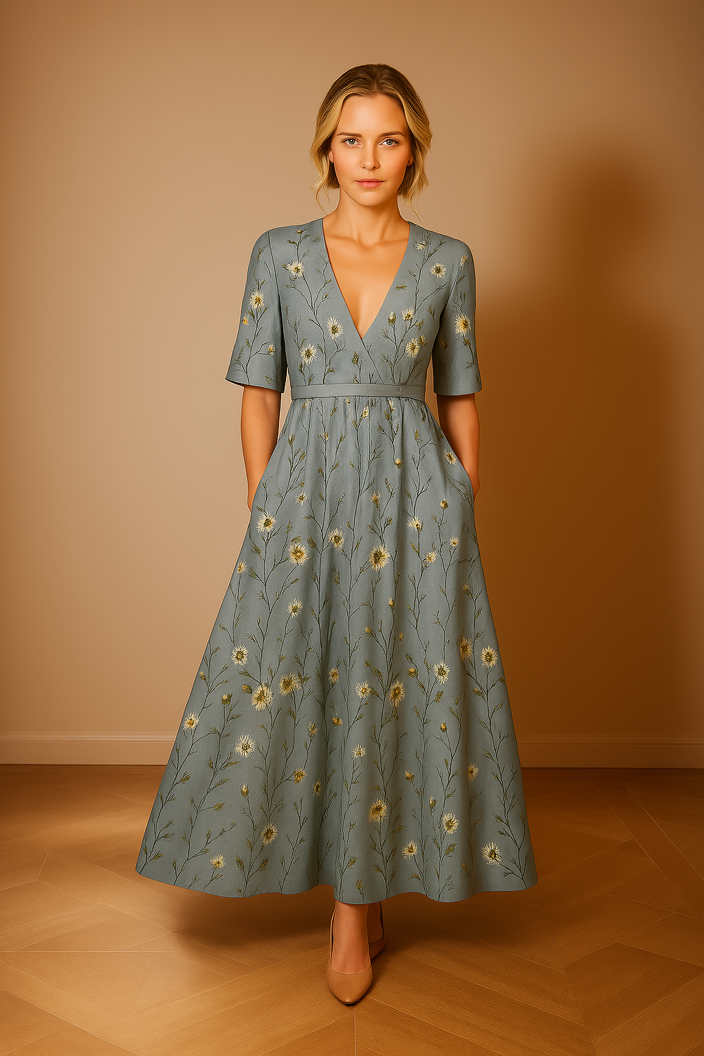 Margaret™ - Elegant Floral Wrap Dress