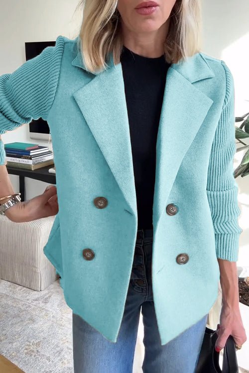 Amora - Elegant Knit-Sleeve Blazer
