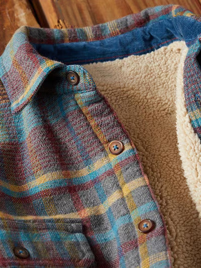 William™ - Vintage Western Plaid Plush Lined Lapel Jacket