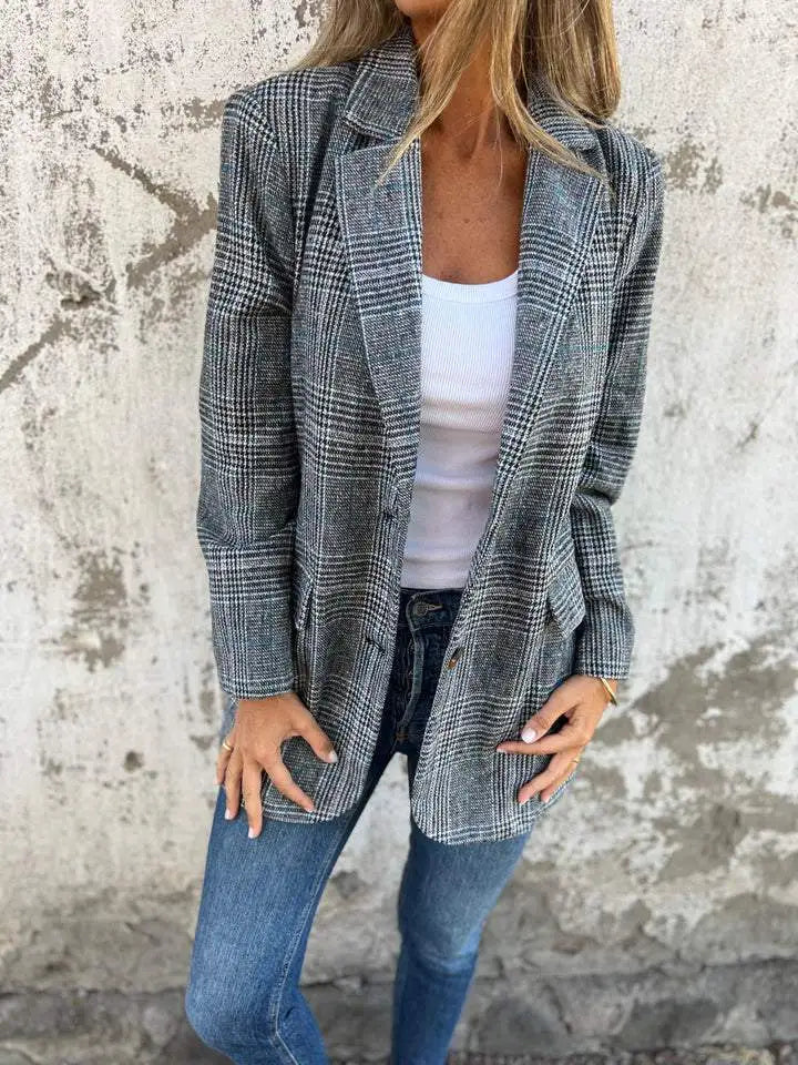 Emma™ - Casual Check Blazer with Lapel