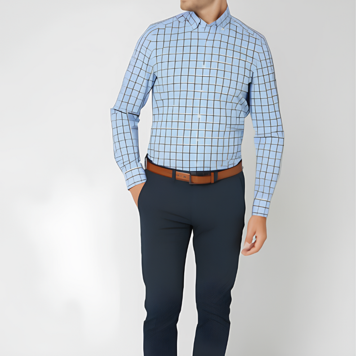 Joseph™ - Elegant Checkered Long Sleeve Shirt