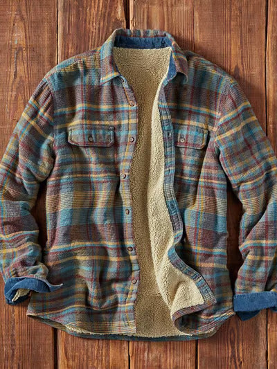 William™ - Vintage Western Plaid Plush Lined Lapel Jacket