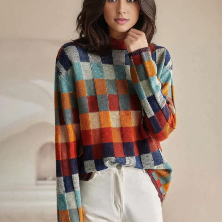 Caroline™ - Premium Patchwork Turtleneck Couture