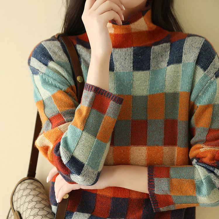 Caroline™ - Premium Patchwork Turtleneck Couture
