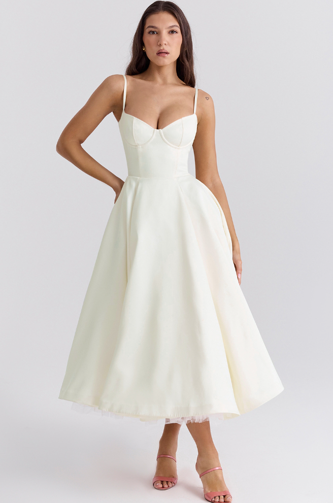 Emilia™ - Elegant Midi Dress with Bustier Design