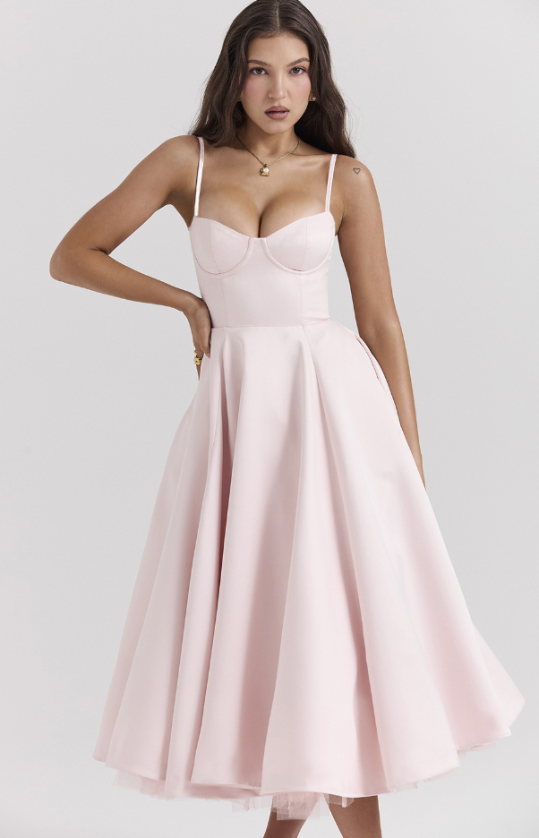 Emilia™ - Elegant Midi Dress with Bustier Design
