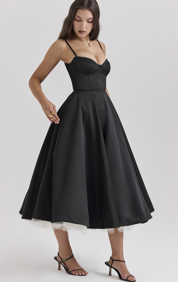Emilia™ - Elegant Midi Dress with Bustier Design
