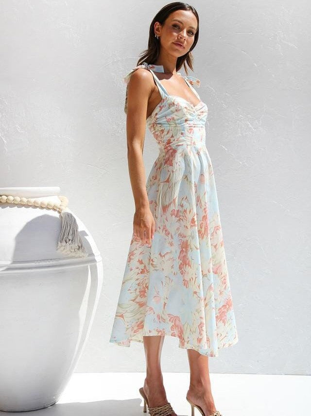 Paulina™ - Strappy Printed Midi Dress