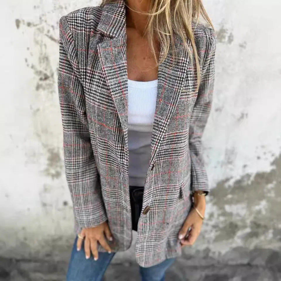 Emma™ - Casual Check Blazer with Lapel