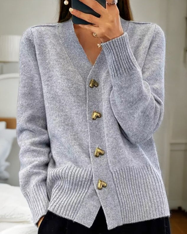 Adele™ - Elegant Knit Cardigan with Heart Buttons