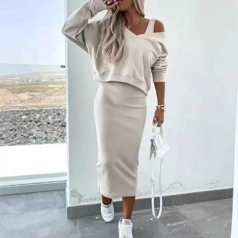 Liezel™ - Two-Piece Set with Long Sleeves Jumper and Dress