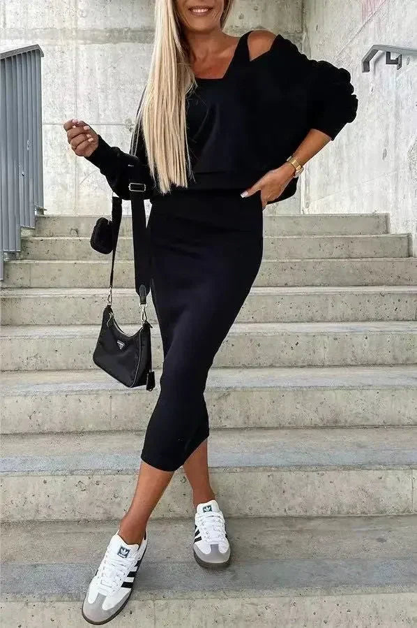 Liezel™ - Two-Piece Set with Long Sleeves Jumper and Dress